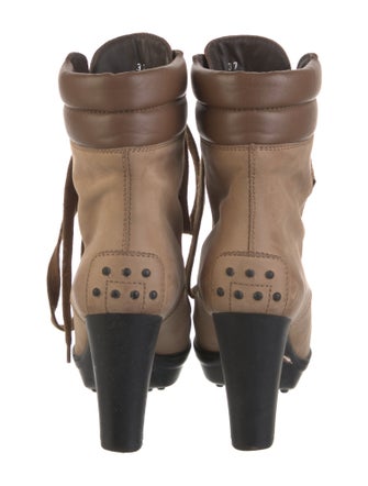 Tod's Leather Colorblock Pattern Combat Boots