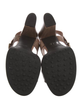 Tod's Embossed Leather Slingback Sandals