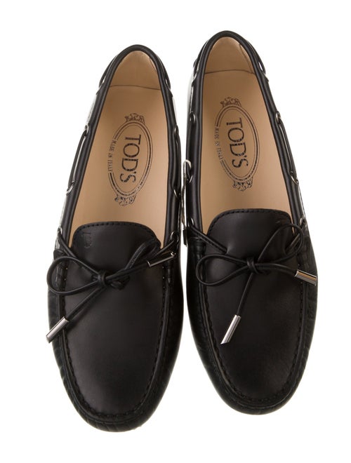 Tod's Leather Bow Accents Loafers