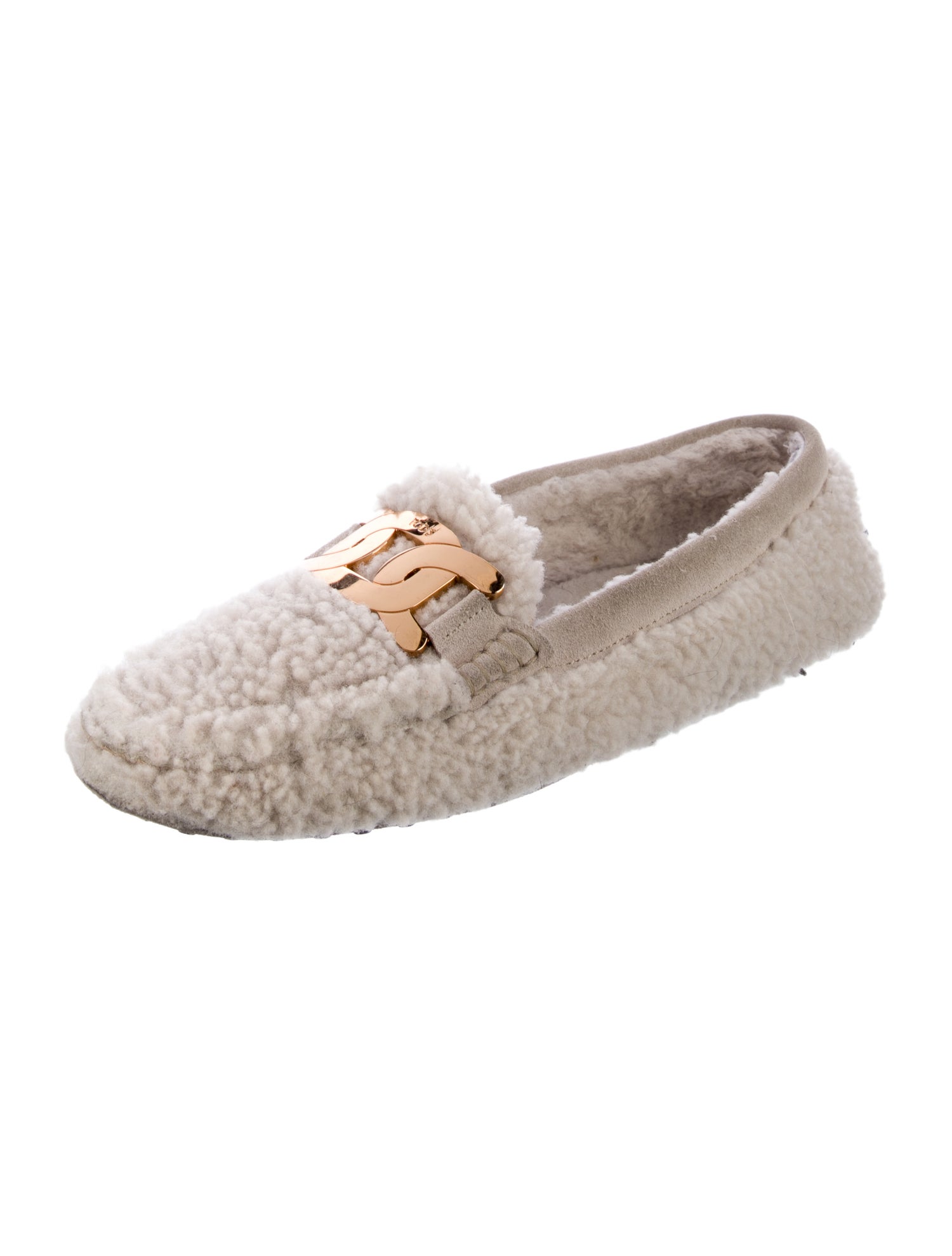 Tod's Shearling Chain-Link Accents Loafers