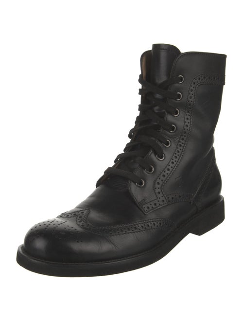 Tod's Leather Lasercut Accents Lace-Up Boots