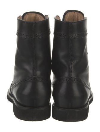 Tod's Leather Lasercut Accents Lace-Up Boots