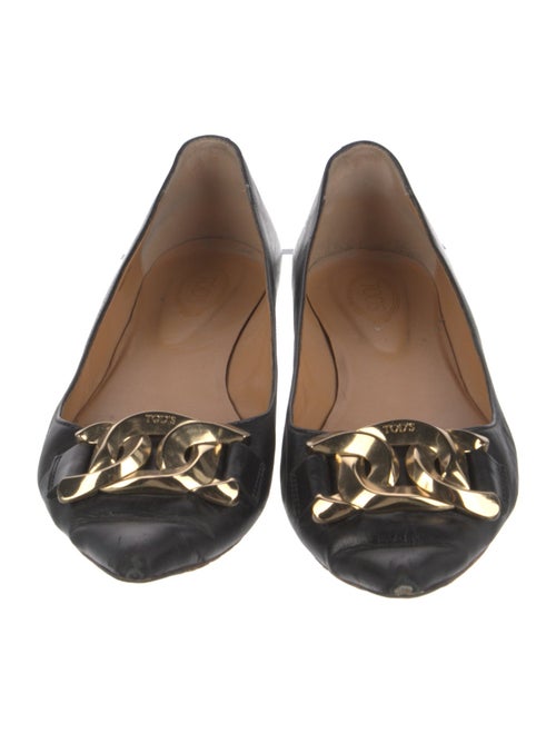 Tod's Leather Chain-Link Accents Ballet Flats