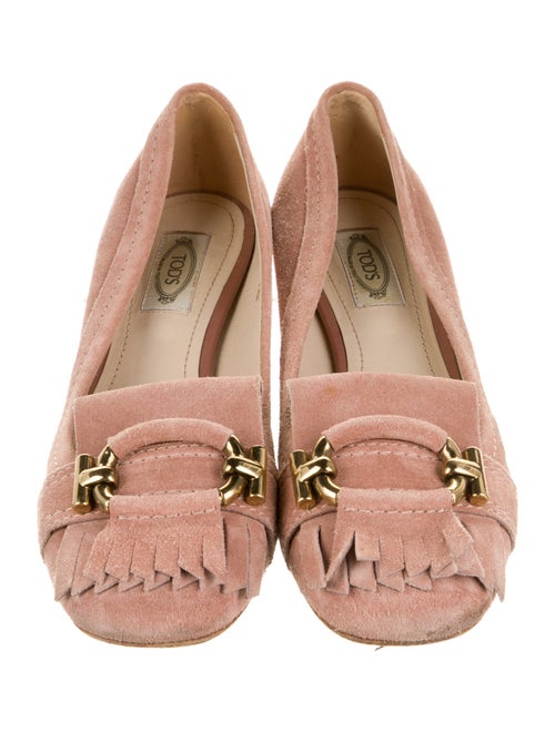 Tod's Suede Fringe Trim Accent Pumps