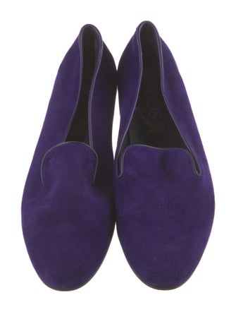 Tod's Suede Leather Trim Embellishment Loafers