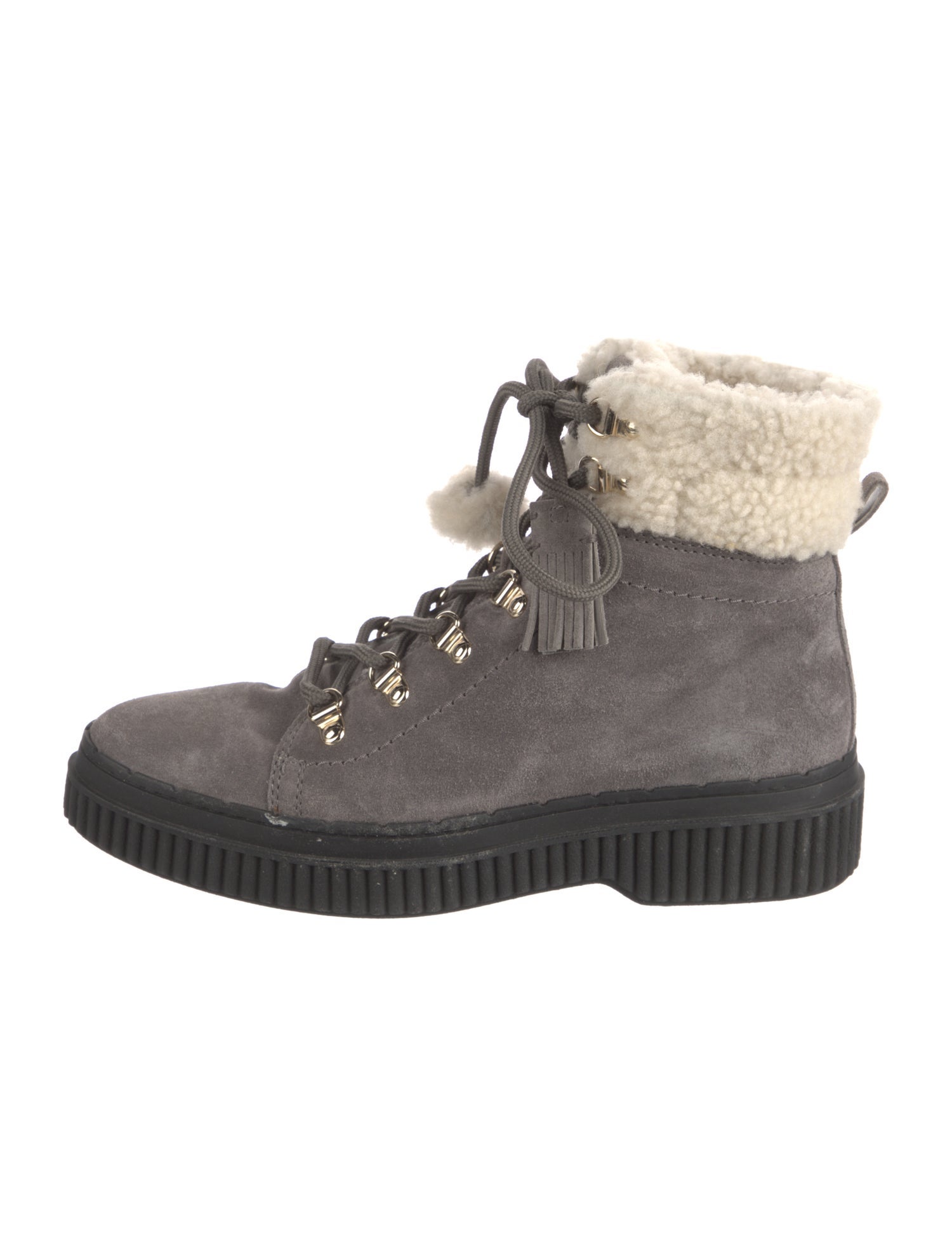 Tod's Suede Colorblock Pattern Combat Boots
