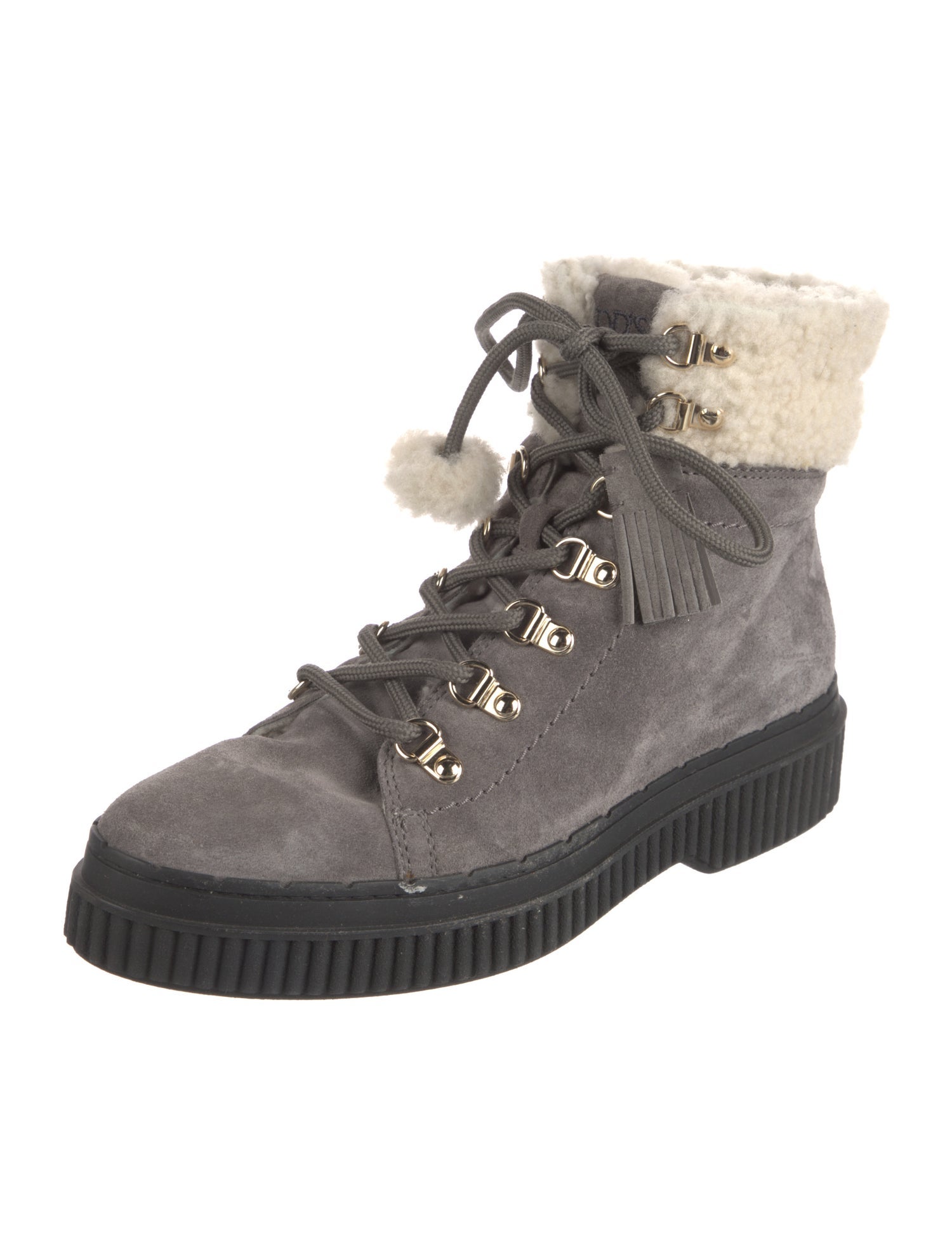 Tod's Suede Colorblock Pattern Combat Boots