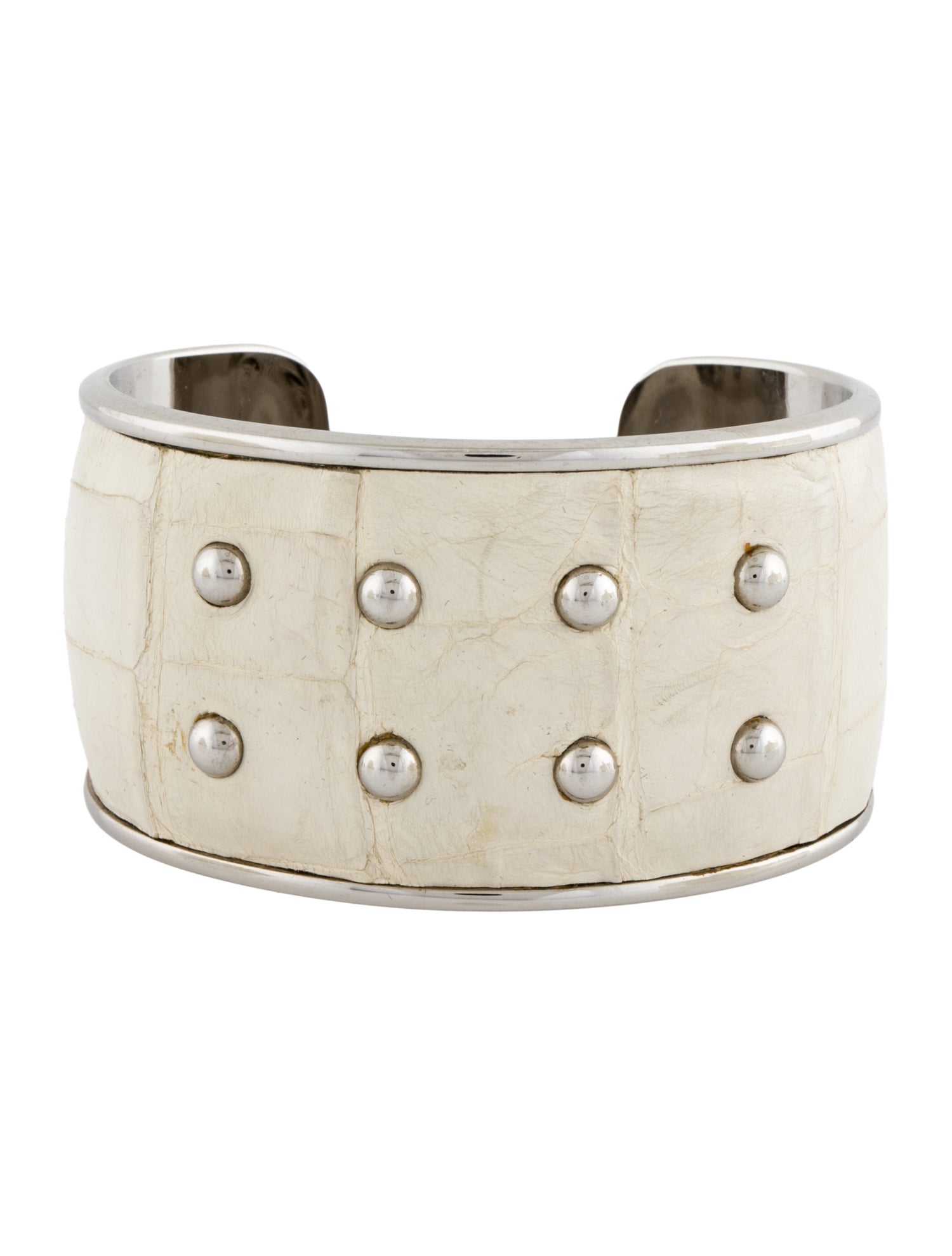 Tod's Embossed Leather Stud Cuff Bracelet