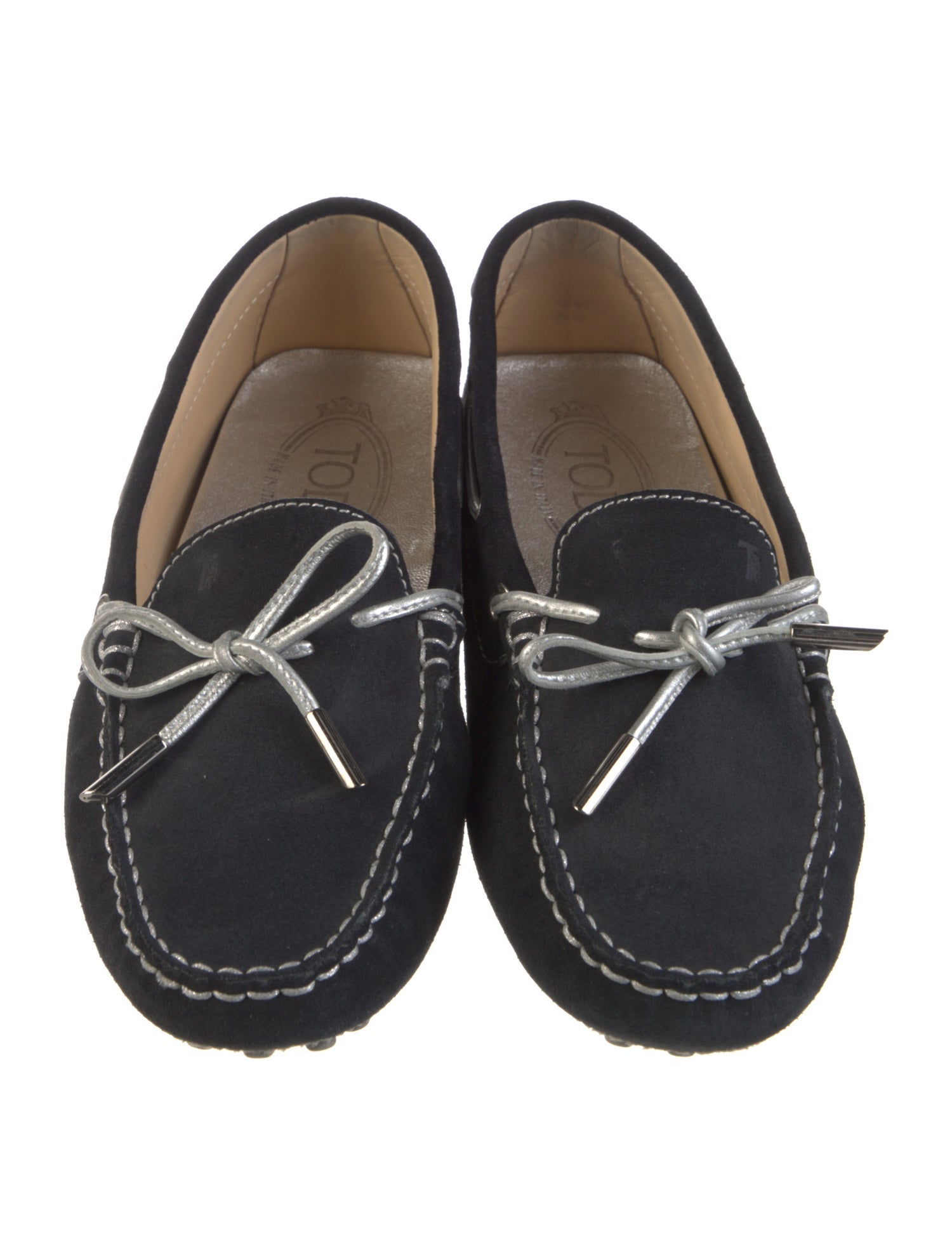 Tod's Suede Bow Accents Loafers