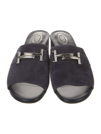 Tod's Suede Leather Trim Embellishment Slides