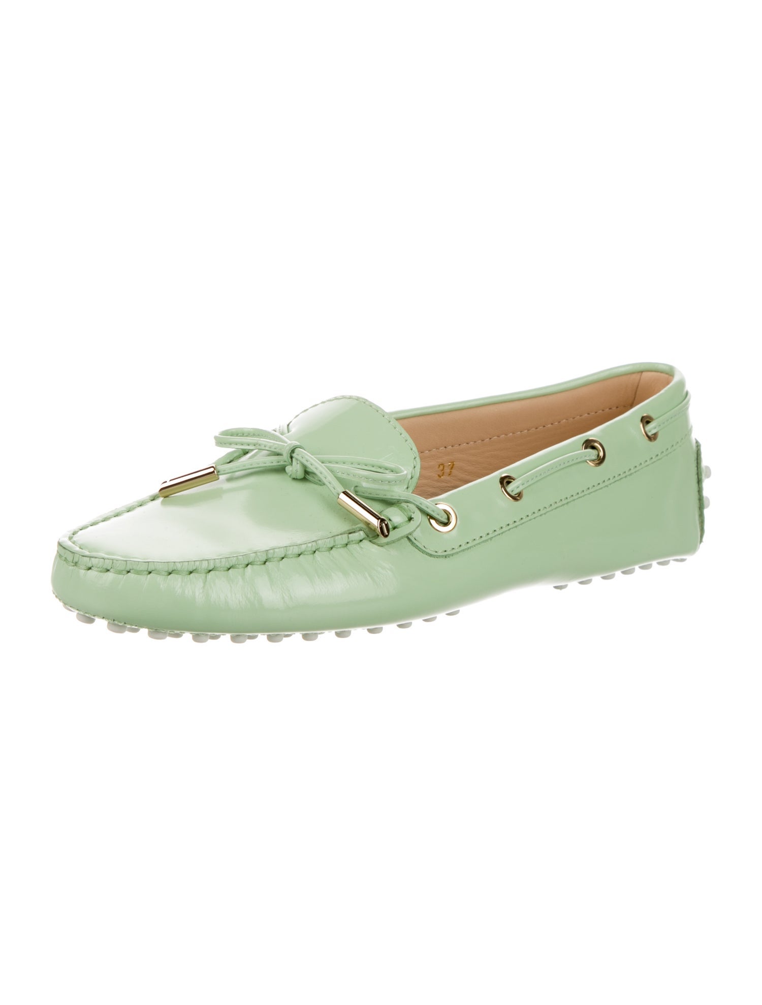 Tod's Patent Leather Bow Accents Loafers