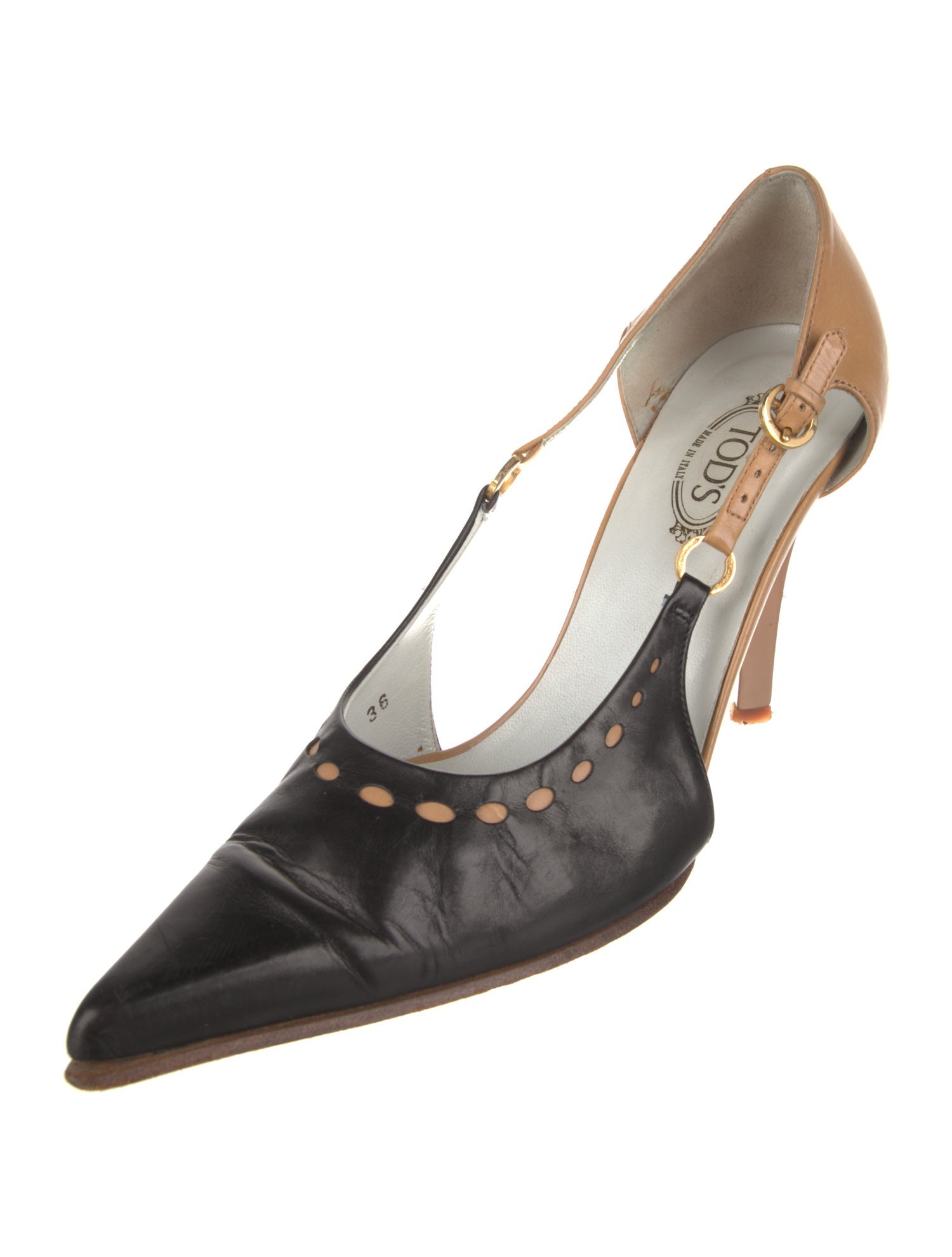 Tod's Leather Lasercut Accents Slingback Pumps