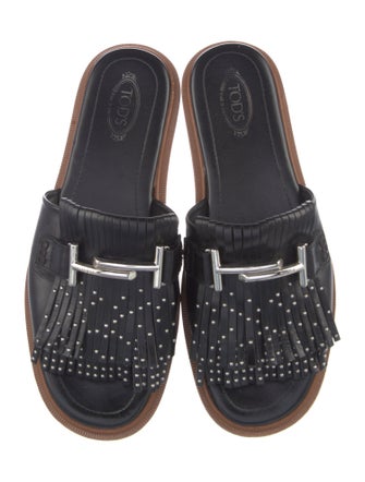 Tod's Leather Studded Accents Slides