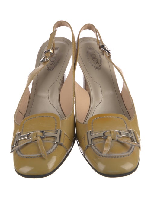 Tod's Patent Leather Bow Accents Slingback Pumps