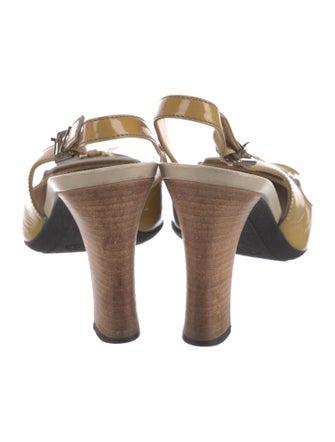 Tod's Patent Leather Bow Accents Slingback Pumps