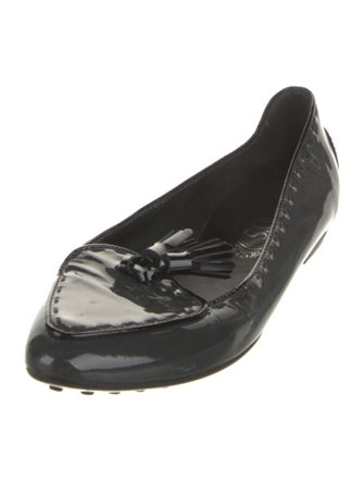 Tod's Patent Leather Tassel Accents Ballet Flats