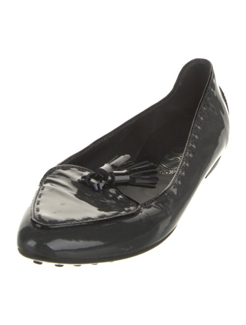 Tod's Patent Leather Tassel Accents Ballet Flats