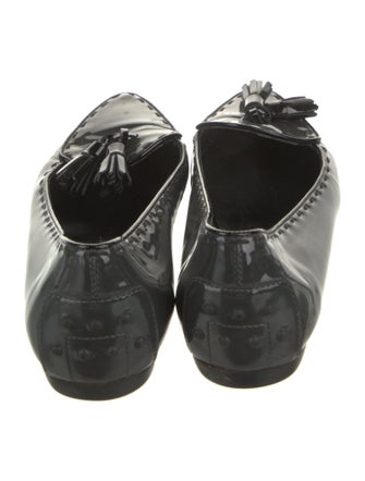 Tod's Patent Leather Tassel Accents Ballet Flats