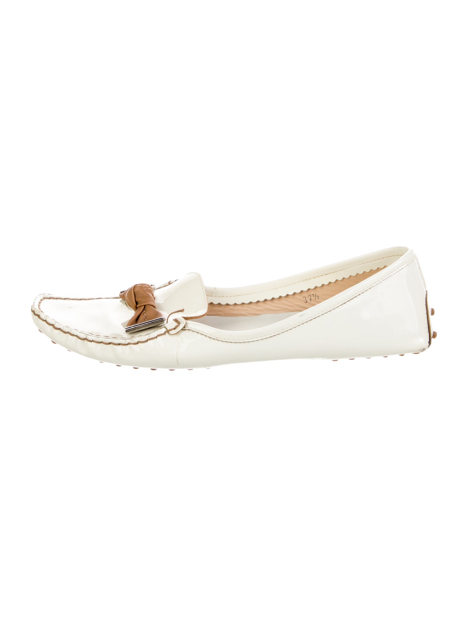 Tod's Patent Leather Bow Accents Loafers