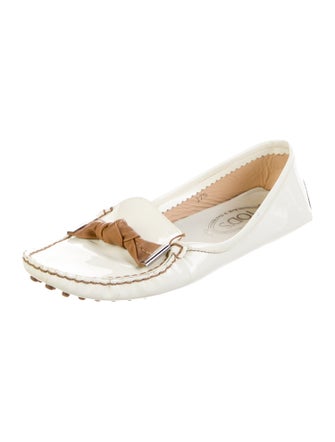 Tod's Patent Leather Bow Accents Loafers