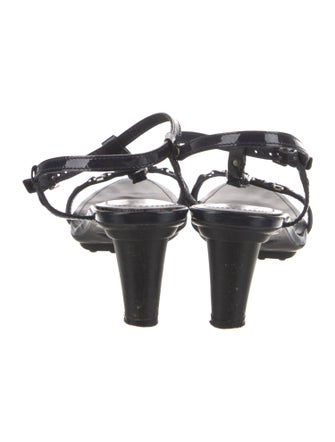 Tod's Patent Leather Studded Accents T-Strap Sandals