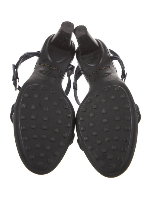 Tod's Patent Leather Studded Accents T-Strap Sandals