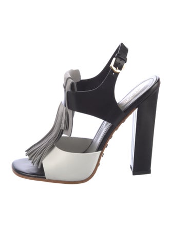 Tod's Leather Printed Slingback Sandals