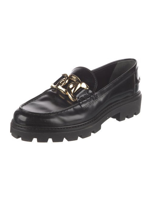 Tod's Patent Leather Chain-Link Accents Loafers