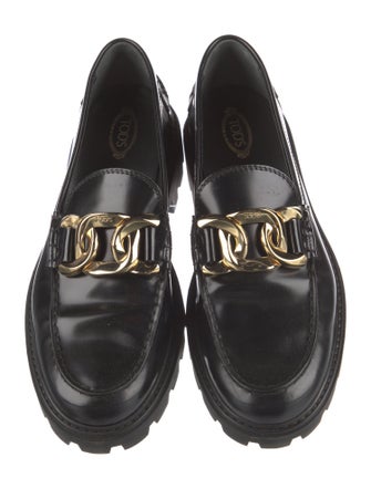 Tod's Patent Leather Chain-Link Accents Loafers
