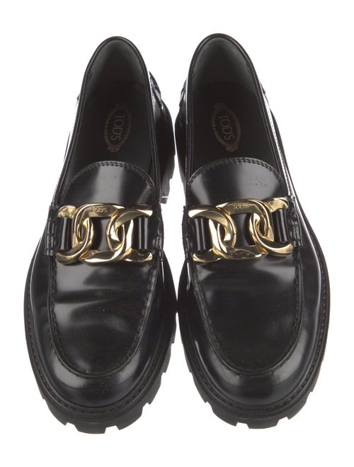 Tod's Patent Leather Chain-Link Accents Loafers
