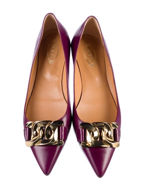 Tod's Leather Chain-Link Accents Ballet Flats