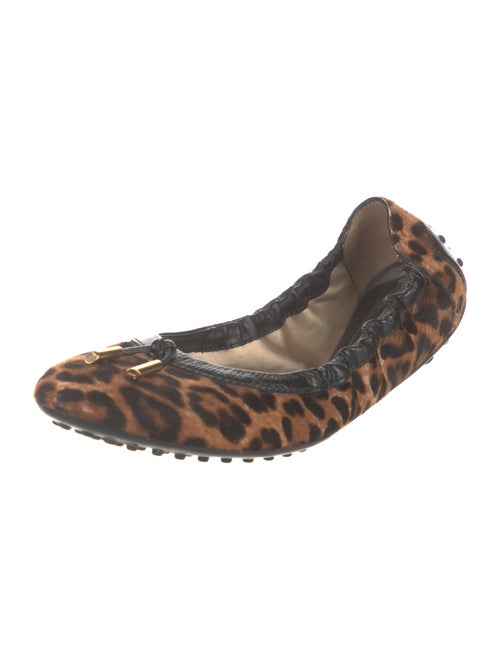 Tod's Ponyhair Animal Print Ballet Flats