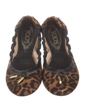 Tod's Ponyhair Animal Print Ballet Flats