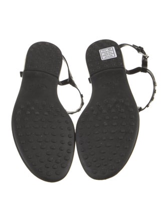 Tod's Patent Leather Studded Accents T-Strap Sandals