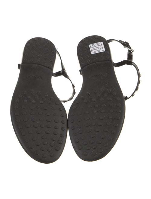 Tod's Patent Leather Studded Accents T-Strap Sandals