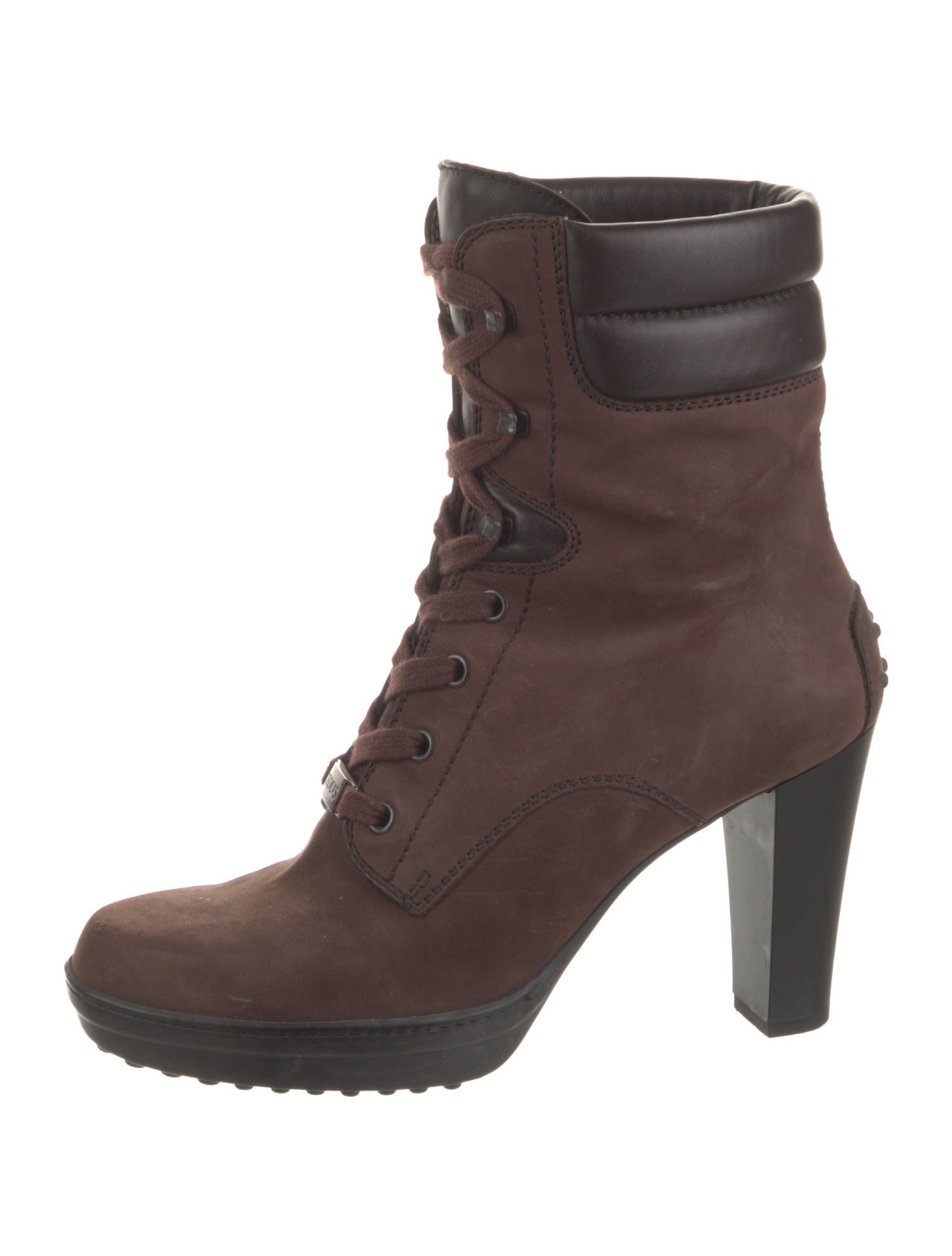 Tod's Suede Leather Trim Embellishment Combat Boots