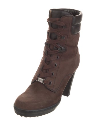 Tod's Suede Leather Trim Embellishment Combat Boots