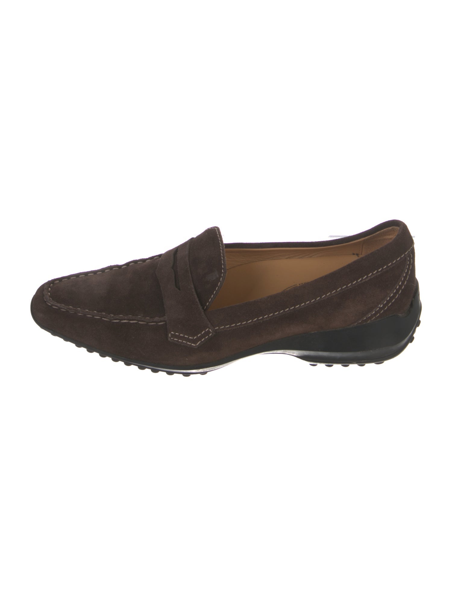 Tod's Suede Whipstitch Trim Loafers