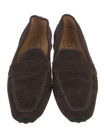 Tod's Suede Whipstitch Trim Loafers