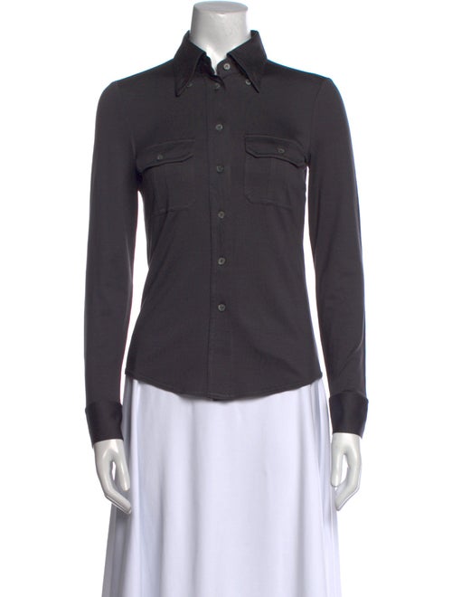 Tod's Silk Long Sleeve Button-Up Top
