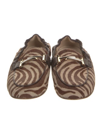 Tod's Ponyhair Animal Print Loafers