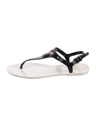 Tod's Rubber Tassel Accents T-Strap Sandals