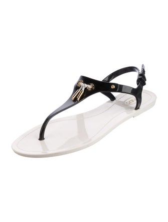 Tod's Rubber Tassel Accents T-Strap Sandals