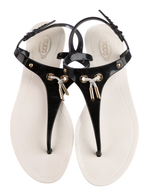 Tod's Rubber Tassel Accents T-Strap Sandals