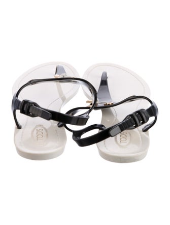 Tod's Rubber Tassel Accents T-Strap Sandals