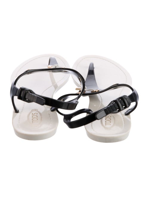 Tod's Rubber Tassel Accents T-Strap Sandals