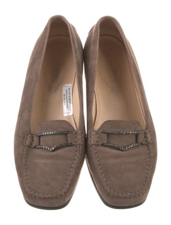 Tod's Suede Crystal Embellishments Loafers