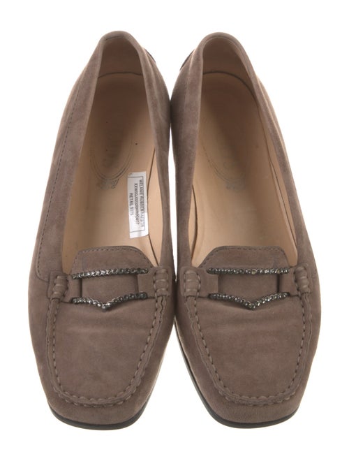 Tod's Suede Crystal Embellishments Loafers