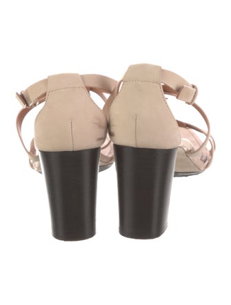 Tod's Leather Colorblock Pattern T-Strap Sandals