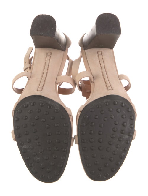 Tod's Leather Colorblock Pattern T-Strap Sandals